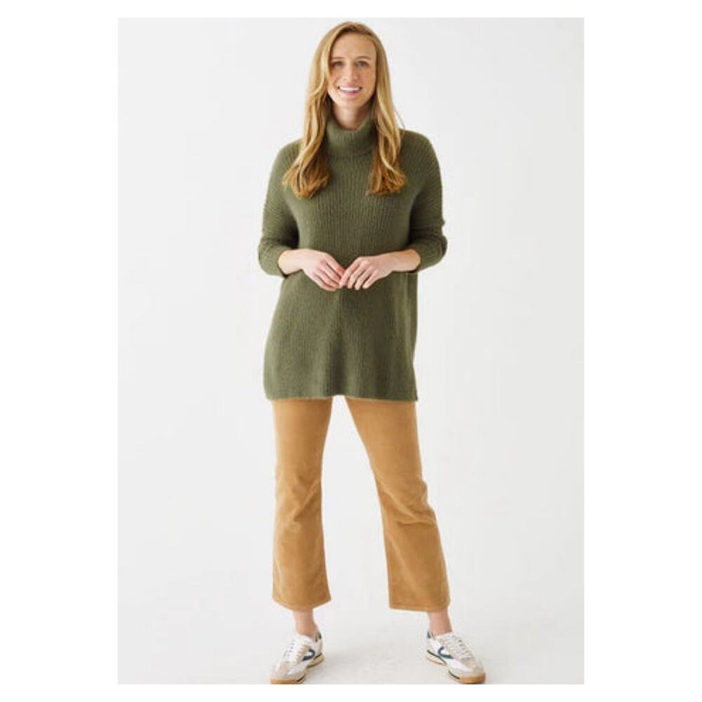 Mer-Sea Chalet Cowl Neck‎ Ribbed Sweater Women's One Size Green Cozy Chic